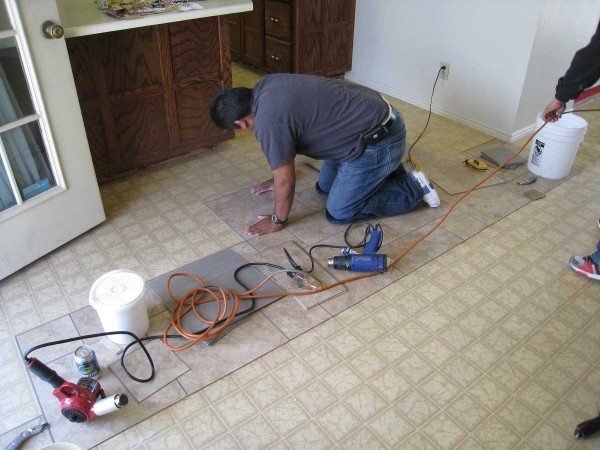 Laying Floor Tiles Decoration